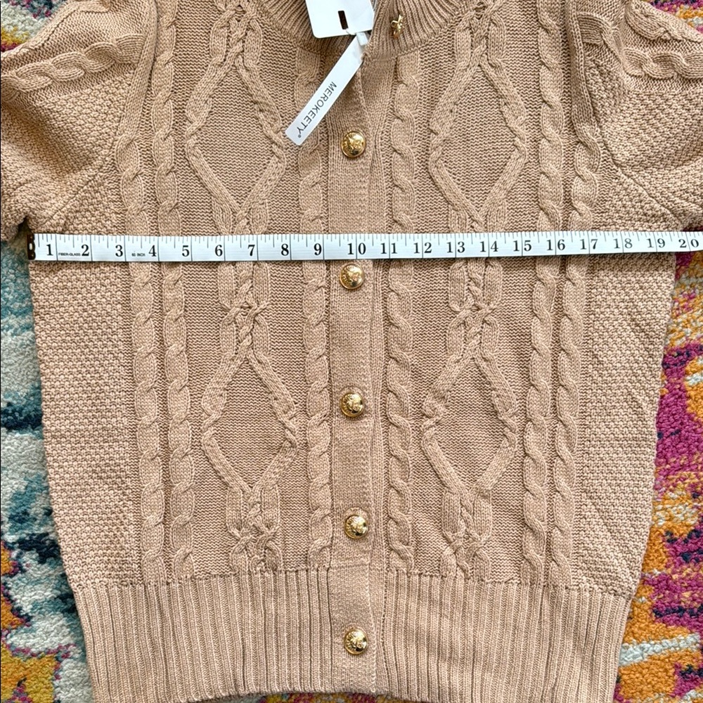 NWT Meroketty Cable Knit Tan Sweater - Picture 3 of 5